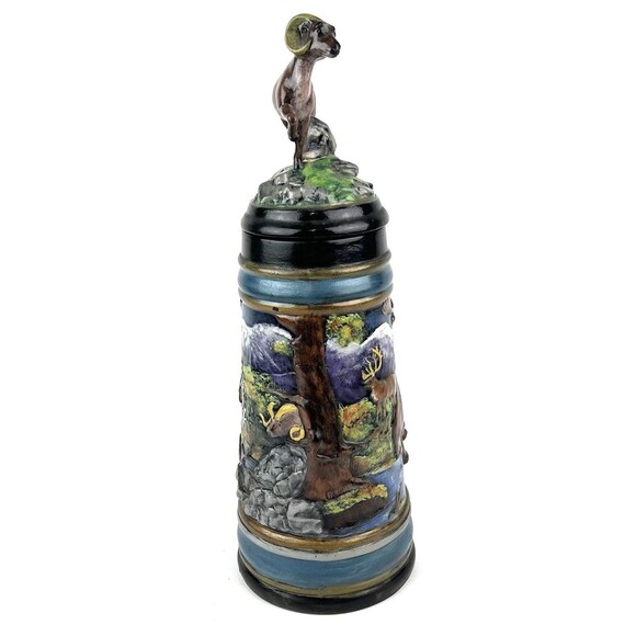VTG Holland Mold 3D Wildlife Beer Stein Removable Ram Lid 18” Bears Moose Eagle - Picture 4 of 16
